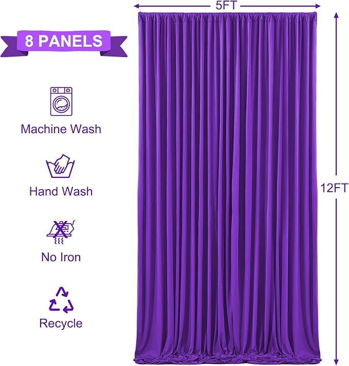 8 Panels Purple Backdrop Curtains - Image 5