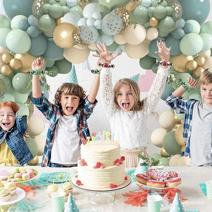 Dusty Blue Sage Green Balloon Arch Kit, Sand White Gold Confetti | Pastel Blue - Image 5