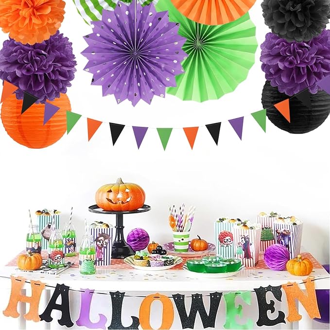 Black Purple Orange-Green Halloween Party-Decorations - Image 6