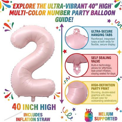 40" Light Pink Foil Number 12 Balloon - Image 2