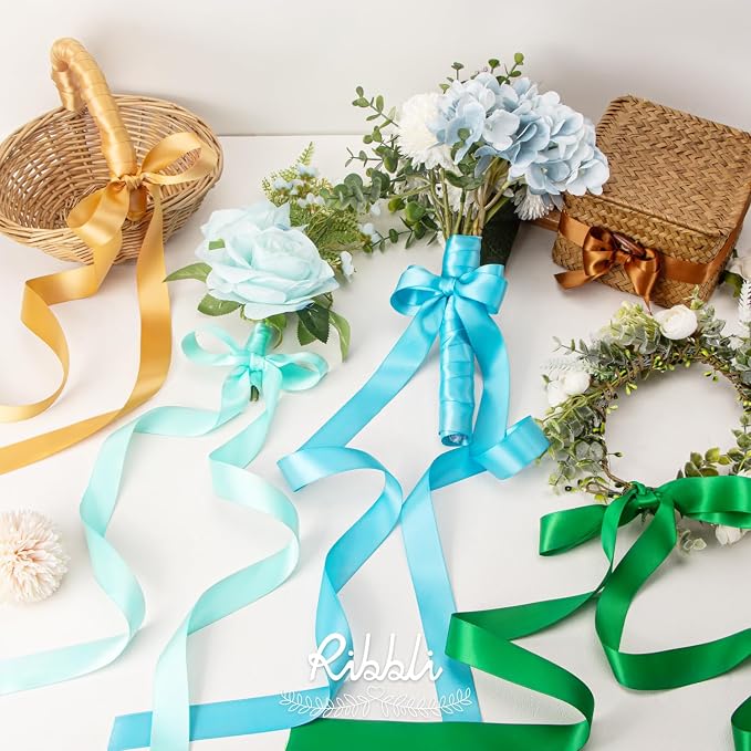 Ribbli Emerald Green Double Faced Satin Ribbon, 1” x Continuous 25 Yards - Image 4