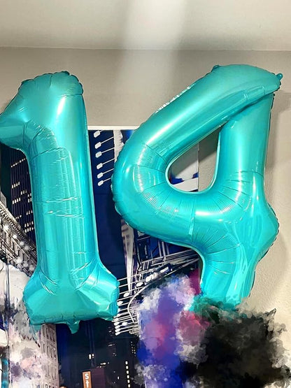 Number Balloons Teal Blue 1 Balloon 40 inch - Image 4