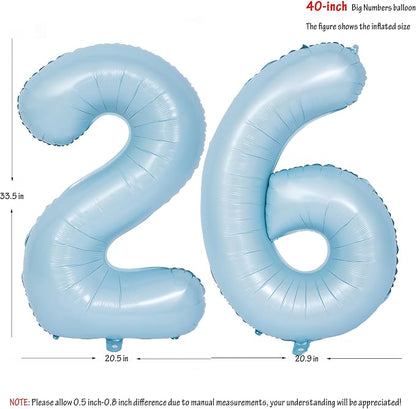 40 In Matte Blue Number Balloons Helium Foil Mylar Balloon Party Digital 26 | - Image 2