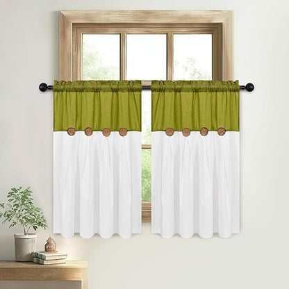 Farmhosue Kitchen Curtains 36 Inch Length, Rustic Cotton Linen Tier Curtains - Image 7
