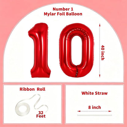 Number Balloons Red Party Balloon - Image 2