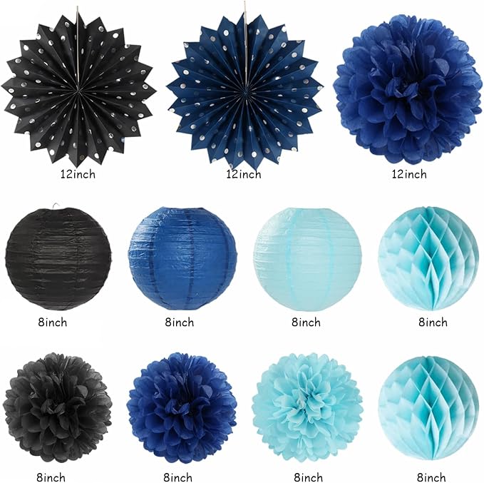 Light-Royal Navy-Blue Black Birthday Party-decorations - Image 2