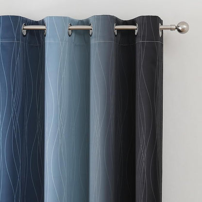 Black and Navy Blue Blackout Curtains - Image 4