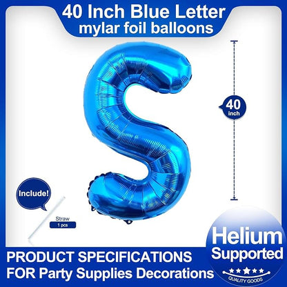 40 Inch Blue Letter S Balloons, DIY Phrase Foil Alphabet Letter S Balloons DIY - Image 2