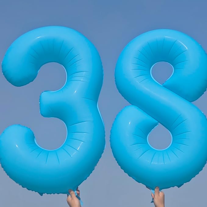 40 in Blue Number Balloon 0 Blue Fluorescent Birthday balloon Number 0 | Helium - Image 4