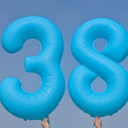 40 in Blue Number Balloon 0 Blue Fluorescent Birthday balloon Number 0 | Helium - Image 4