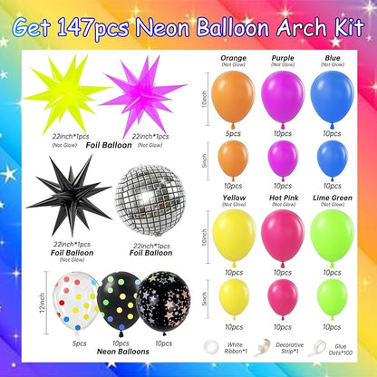 147PCS Neon Balloon Arch Garland Kit - Image 4