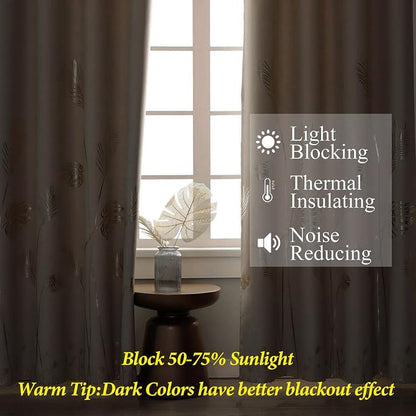 Palm Tree and Wheat Curtains Blackout Energy Saving Curtains Light Filtering - Image 6