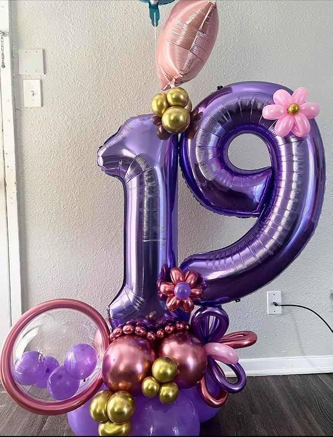 9 Balloon Numbers Party Decorations, 40In Purple Balloons - Image 3