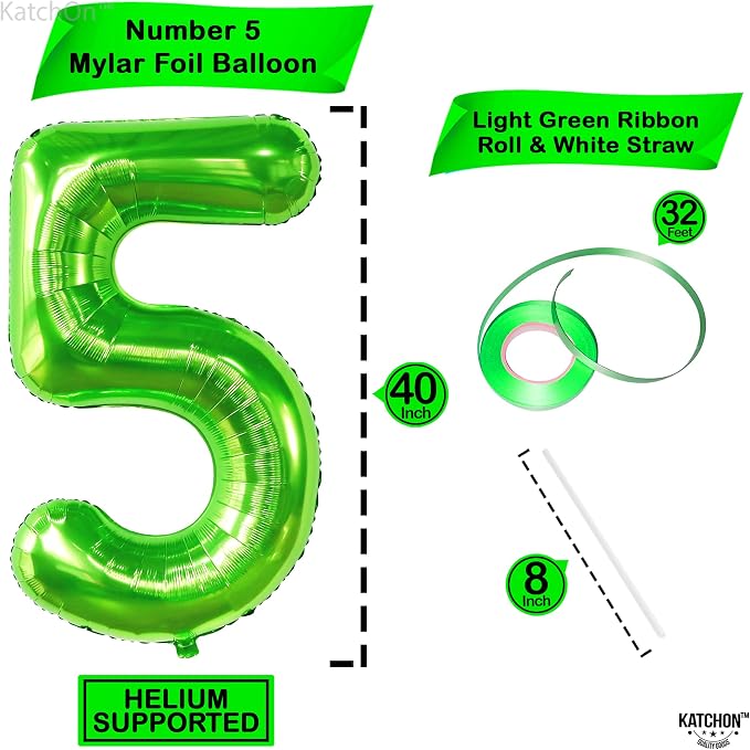KatchOn Light Green 5 Balloon Numbers, 40 Inch | Balloons - Image 4