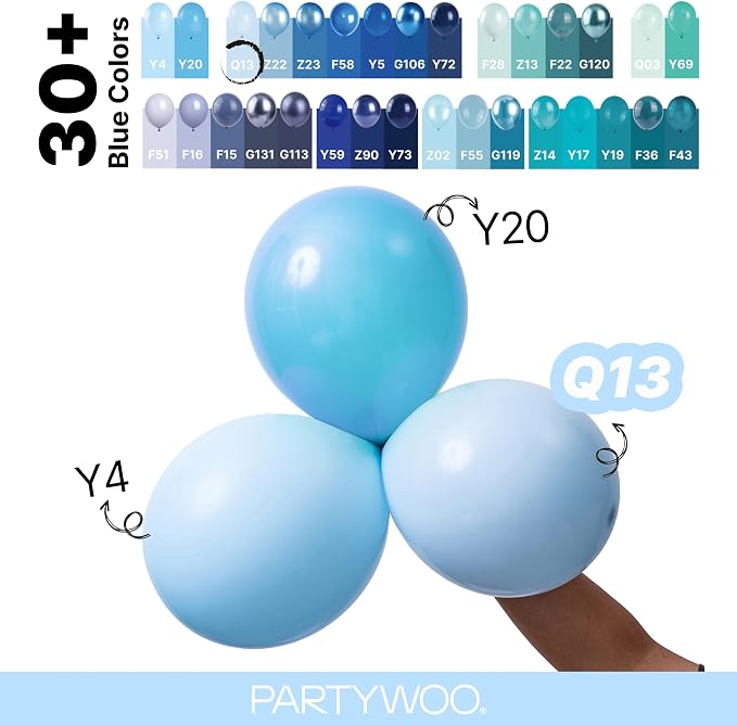 PartyWoo Baby Blue Balloons 100pcs Light Pastel Sky Aqua Blue Color | 36 18 12 - Image 4