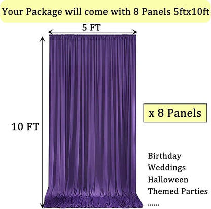 40ft x 10ft Wrinkle Free Purple Backdrop Curtains - Image 5