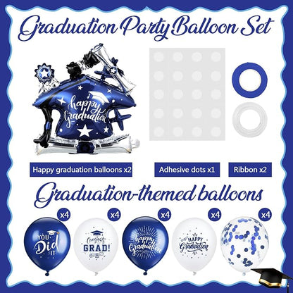 Jenaai Blue and Silver 27 Pcs 2026 Graduation Balloon Centerpiece - Image 3