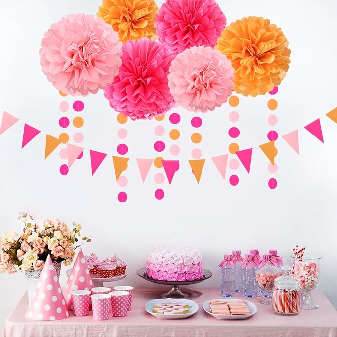 Hot-Pink Burnt-Orange Fall Party Decorations - Image 5