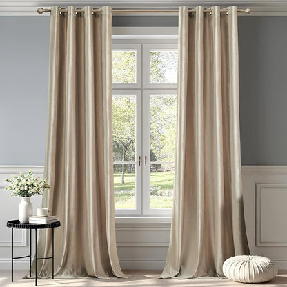 Velvet Champagne Grommet Blackout Curtains 84 inch Length by ModernShinyVelvetCurtains
