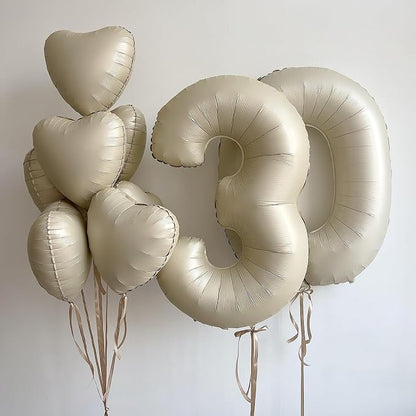 White Heart Balloons, 18Inch Beige Helium Polyester Film Balloon - Image 4