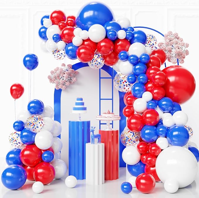 Red White and Blue Balloons Arch Kit, Independence Day, Graduation by FQZYLCH