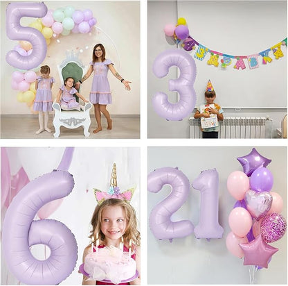 40 Inch Purple Number Balloons Light Purple 3 Balloon Matte purple Birthday - Image 4