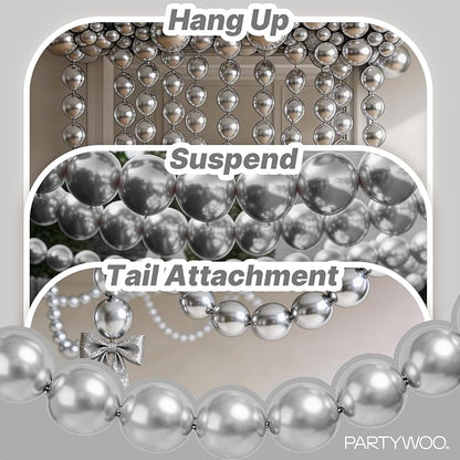 PartyWoo Silver Linking Balloons 100pcs 6 Inch Silver Link Balloons | - Image 6