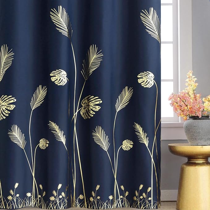 Blackout Curtains Grommet 96 Inches Long Elegant Gold Palm Tree and Wheat Print - Image 2