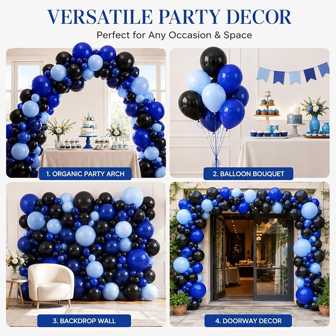 Jobkoo Blue and Black Balloon Arch Kit - Image 6