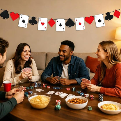 Hooqict Poker Party Banner Casino Theme Party Decorations Banner Garland Sign - Image 3