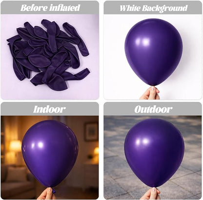 Voircoloria 110pcs Dark Purple Deep Purple Latex Party Balloons, 12inch | - Image 3