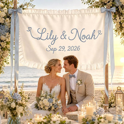 Personalized Hand Embroidered Wedding Banner - Image 6