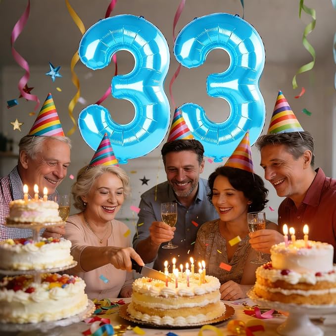 40 Inch Number 33 Balloons for 33rd Birthday Party Decorations, 0-100 Jewelry - Image 2