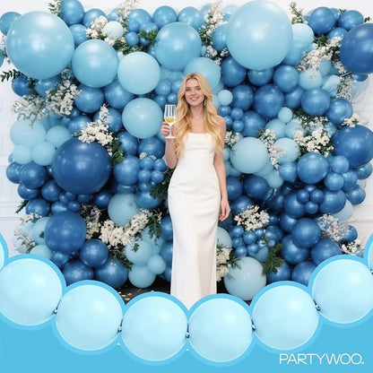 PartyWoo Baby Blue Linking Balloons 100pcs 12 Inch Blue Link Balloons | - Image 8