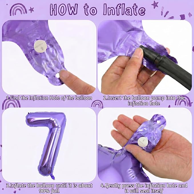 Purple Number 7 Balloon 40 Inch, Large Majestic Purple Mylar Foil Number 7 - Image 5