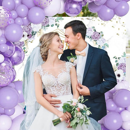 AIBIIN 7x5ft Mr and Mrs Violet Wedding Backdrop - Image 5