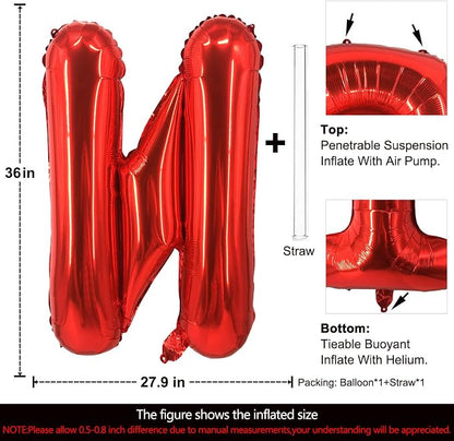 Lovoir 40 Inch Large Red Letter N Balloons Big Size Jumbo Mylar Foil Helium - Image 2
