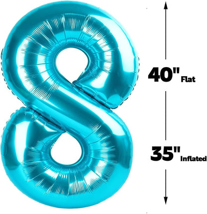 Blue Number 8 Balloon 40 inch, Balloon numbers party supplies, deco photo shoot - Image 3