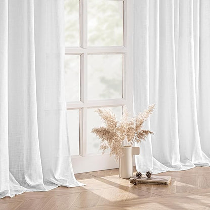 MIULEE White Linen Curtains Short 63 Inch Long 2 Panels - Image 5