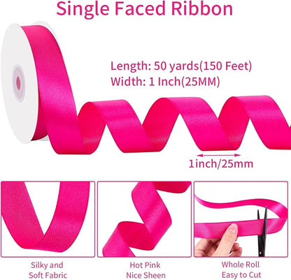 woric Hot Pink Ribbon 1 Inch 50 Yards - Image 2