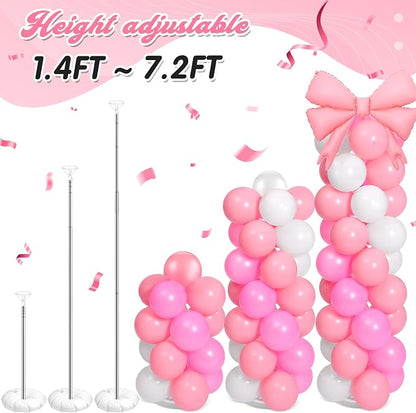 2 Sets Christmas Decor Bow Theme Balloon Column Stand Kit Decorations Bow - Image 7
