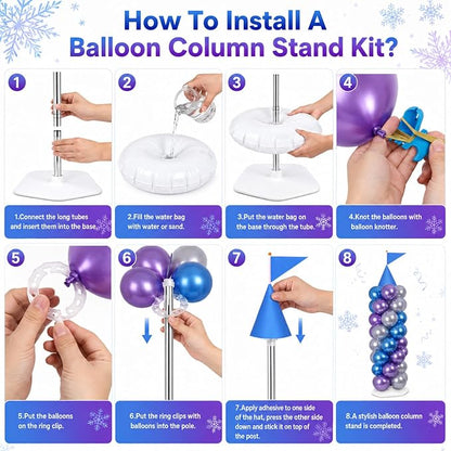 2 Sets Blue Princess Castle Balloon Column Stand Kit - Image 5