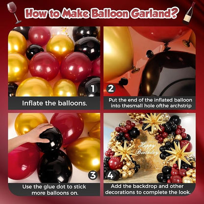 Burgundy Balloon Garland Arch Kit 162Pcs - Image 3