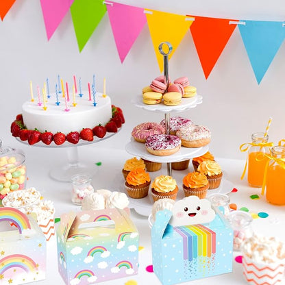 12 Pack Rainbow Gift Boxes Party Favors Cloud Pastel Birthday Goodie Treat - Image 6