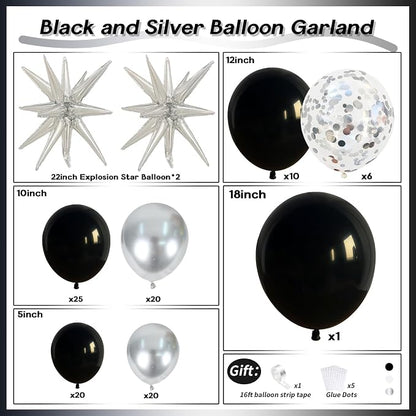 Black and Silver Balloon Garland Arch Kit - Image 2