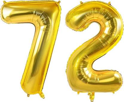 Number 72 Balloons for 72nd Birthday Party Decorations, 0-100 Large No.72 by Joycard