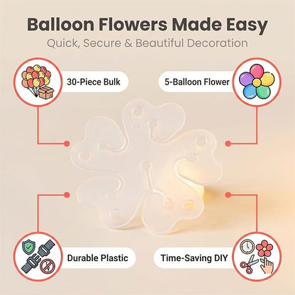 iFlyMaes 30pcs Balloon Flower Clips, Durable Plastic Balloon Connectors - Image 2