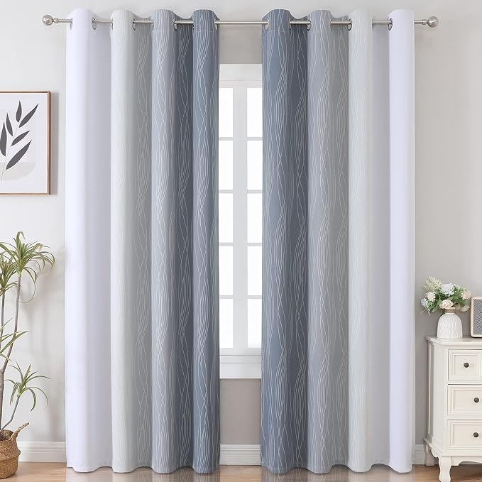 Grey and Greyish White Blackout Curtains & Drapes - Image 2