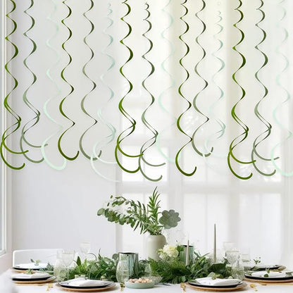 36Pcs Olive Green Hanging Swirl Decorations Ombre Sage Green Felt Swirl - Image 5