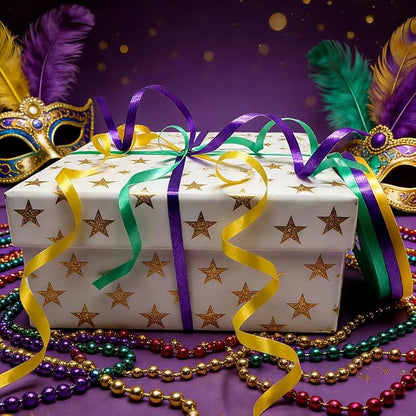3 Rolls Curling Ribbon for Gift Wrapping for Wreath Bows Bouquet, Mardi Gras - Image 3